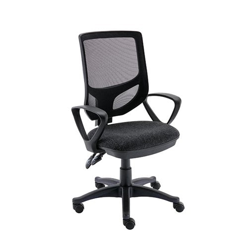 ASTIN NESTA MESH BACK OPERATOR CHAIR CHARCOAL WITH FIXED ARM