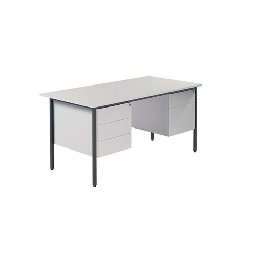 SERRION RECTANGULAR DOUBLE PEDESTAL 4 LEG DESK 1500X750X730MM WHITE KF800093