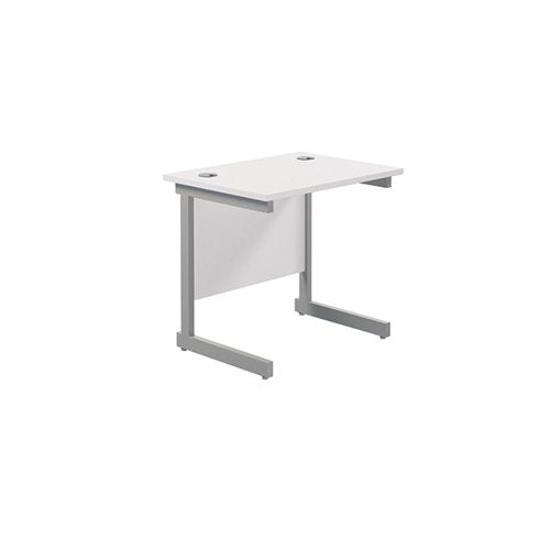 JEMINI SINGLE RECTANGULAR DESK 800X600X730MM WHITE/SILVER KF