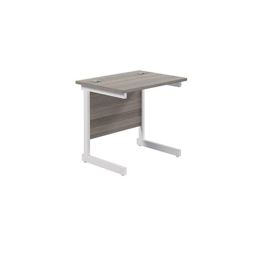 JEMINI SINGLE RECTANGULAR DESK 800X600X730MM GREY OAK/WHITE KF800357