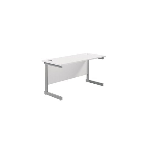 JEMINI SINGLE RECTANGULAR DESK 1400X600X730MM WHITE/SILVER K