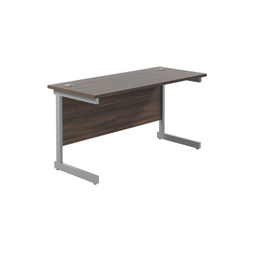 JEMINI SINGLE RECTANGULAR DESK 1400X600X730MM DARK WALNUT/SI