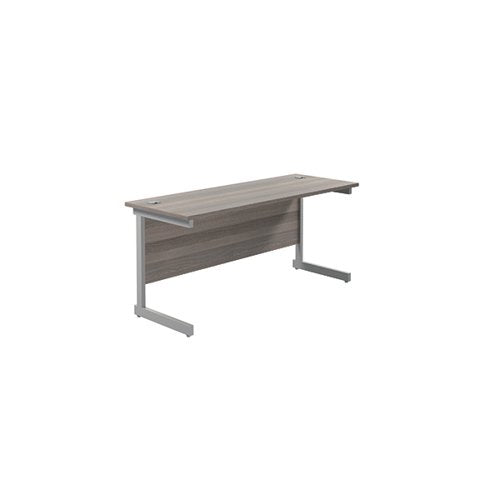 JEMINI SINGLE RECTANGULAR DESK 1600X600X730MM GREY OAK/SILVE