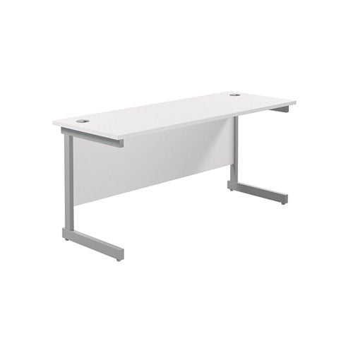 JEMINI SINGLE RECTANGULAR DESK 1600X600X730MM WHITE/SILVER K