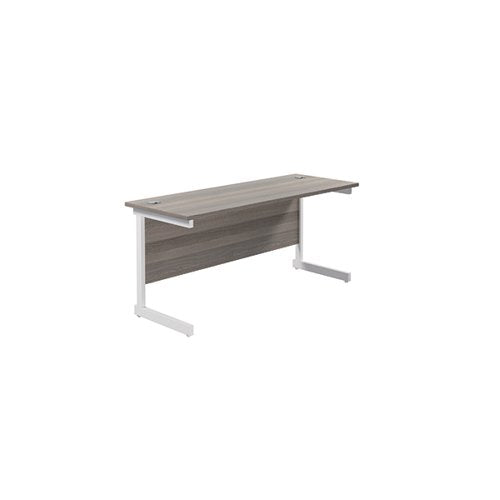 JEMINI SINGLE RECTANGULAR DESK 1600X600X730MM GREY OAK/WHITE