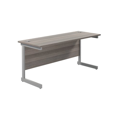 JEMINI SINGLE RECTANGULAR DESK 1800X600X730MM GREY OAK/SILVE