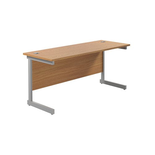 JEMINI SINGLE RECTANGULAR DESK 1800X600X730MM NOVA OAK/SILVE