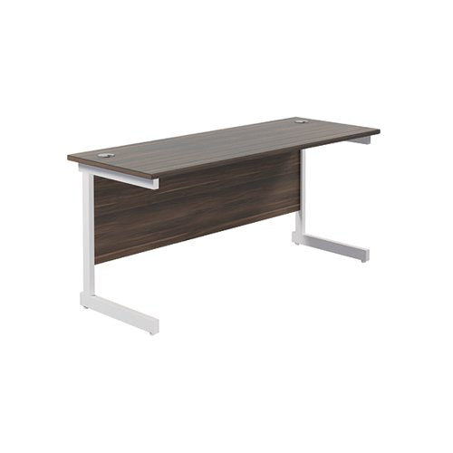 JEMINI SINGLE RECTANGULAR DESK 1800X600X730MM DARK WALNUT/WH
