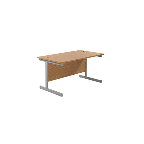 JEMINI SINGLE RECTANGULAR DESK 1400X800X730MM NOVA OAK/SILVE