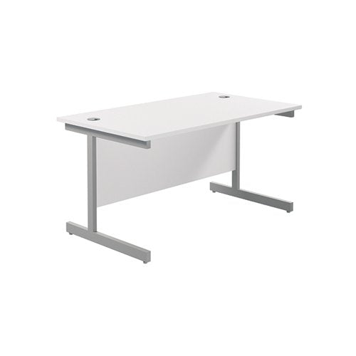 JEMINI SINGLE RECTANGULAR DESK 1400X800X730MM WHITE/SILVER K