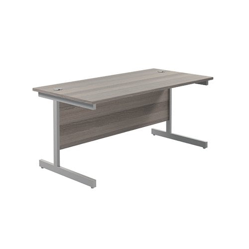 JEMINI SINGLE RECTANGULAR DESK 1600X800X730MM GREY OAK/SILVE
