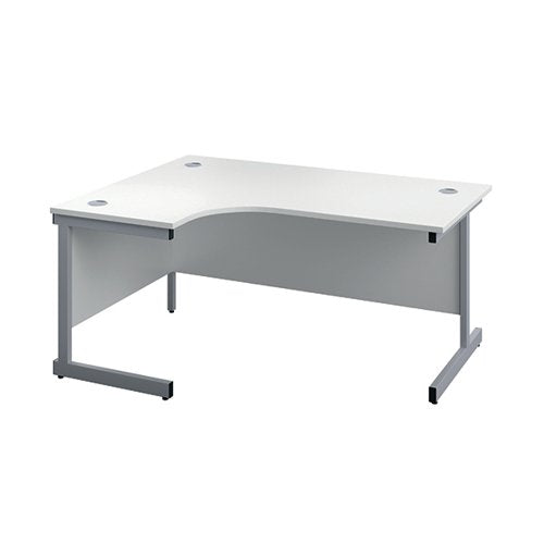 FIRST RADIAL LEFT HAND DESK 1600X1200X730MM WHITE/SILVER KF8
