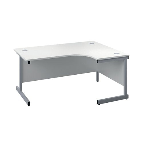 FIRST RADIAL RIGHT HAND DESK 1600X1200X730MM WHITE/SILVER KF