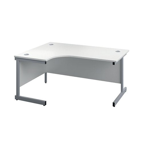 FIRST RADIAL LEFT HAND DESK 1800X1200X730MM WHITE/SILVER KF8