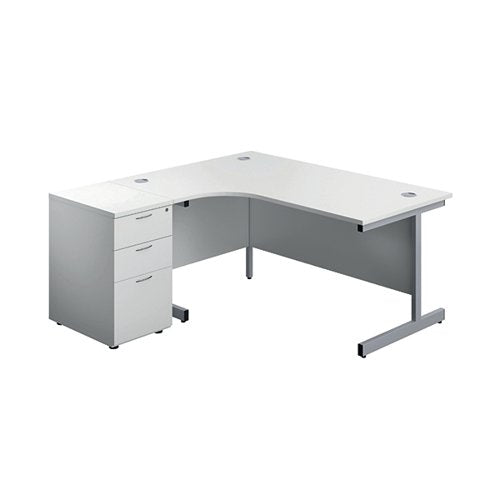 FIRST RADIAL LEFT HAND DESK WITH PEDESTAL 1600X800-1200MM WH