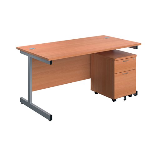 FIRST SINGLE DESK WITH 3 DRAWERS PEDESTAL 1600X800MM BEECH/S
