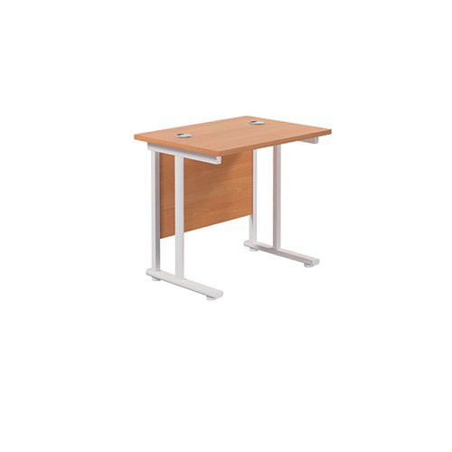 JEMINI RECTANGULAR CANTILEVER DESK 800X600X730MM BEECH/WHITE