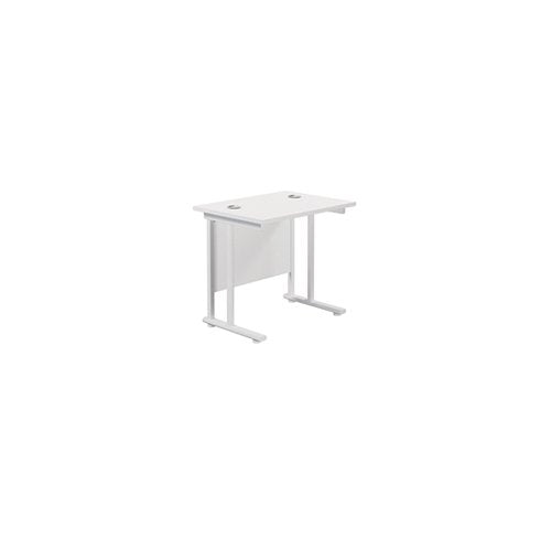 JEMINI RECTANGULAR CANTILEVER DESK 800X600X730MM WHITE/WHITE
