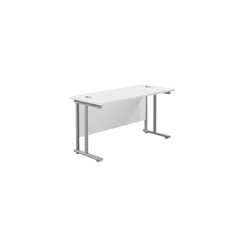 JEMINI RECTANGULAR CANTILEVER DESK 1400X600X730MM WHITE/SILV