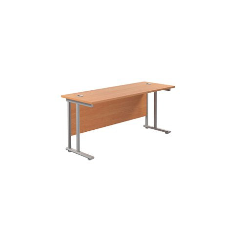 JEMINI RECTANGULAR CANTILEVER DESK 1600X600X730MM BEECH/SILV