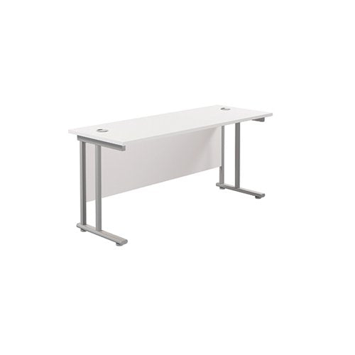 JEMINI RECTANGULAR CANTILEVER DESK 1800X600X730MM WHITE/SILV