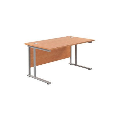 JEMINI RECTANGULAR CANTILEVER DESK 1200X800X730MM BEECH/SILV