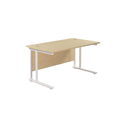 JEMINI RECTANGULAR CANTILEVER DESK 1400X800X730MM MAPLE/WHIT