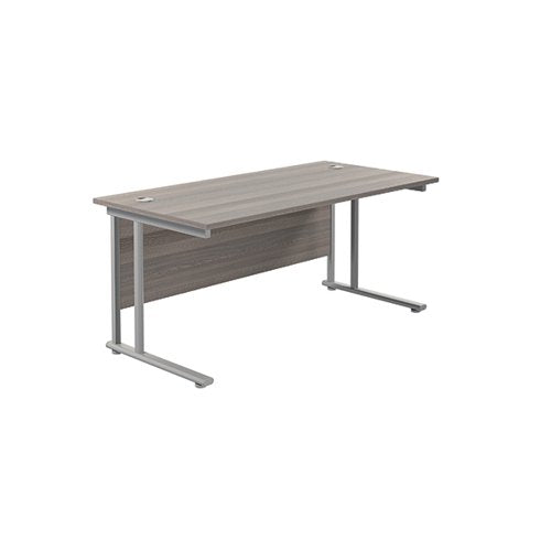 JEMINI RECTANGULAR CANTILEVER DESK 1600X800X730MM GREY OAK/S