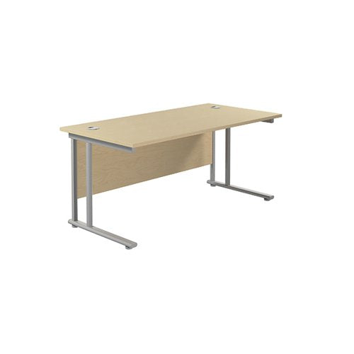 JEMINI RECTANGULAR CANTILEVER DESK 1600X800X730MM MAPLE/SILV