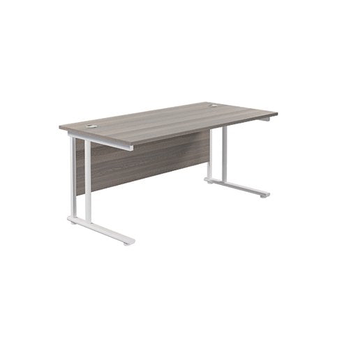 JEMINI RECTANGULAR CANTILEVER DESK 1600X800X730MM GREY OAK/W