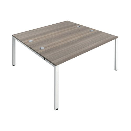 JEMINI 2 PERSON BENCH DESK 1200X1600X730MM GREY OAK/WHITE KF