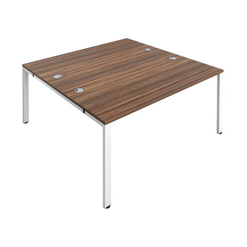 JEMINI 2 PERSON BENCH DESK 1200X1600X730MM DARK WALNUT/WHITE