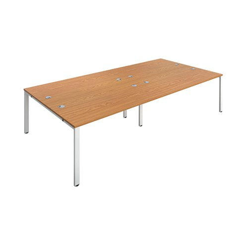 JEMINI 4 PERSON BENCH DESK 2400X1600X730MM NOVA OAK/WHITE KF