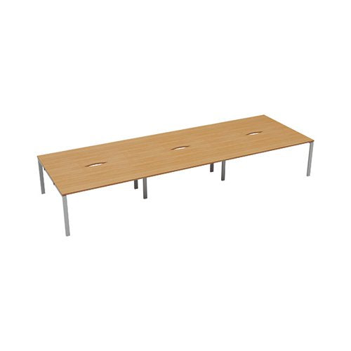 JEMINI 6 PERSON BENCH DESK 3600X1600X730MM BEECH/WHITE KF808