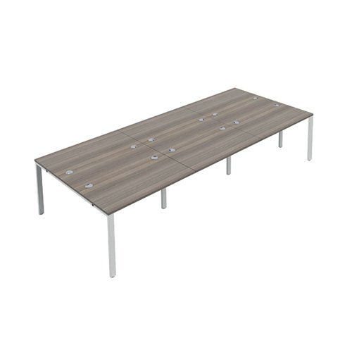 JEMINI 6 PERSON BENCH DESK 3600X1600X730MM GREY OAK/WHITE KF