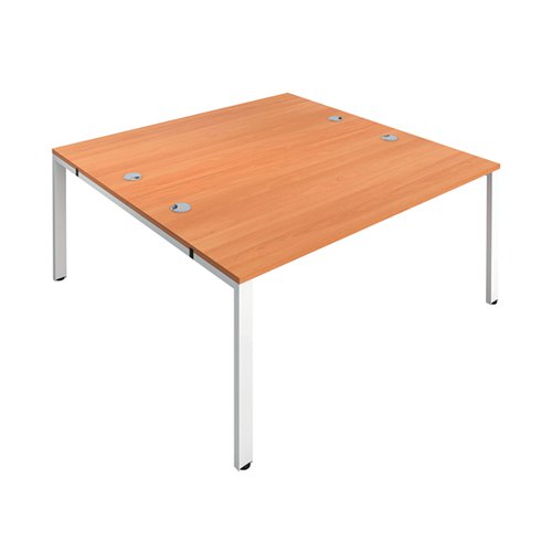 JEMINI 2 PERSON BENCH DESK 1400X1600X730MM BEECH/WHITE KF809