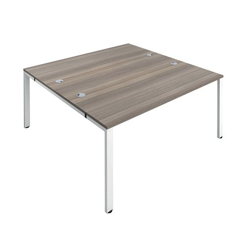 JEMINI 2 PERSON BENCH DESK 1400X1600X730MM GREY OAK/WHITE KF