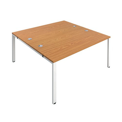 JEMINI 2 PERSON BENCH DESK 1400X1600X730MM NOVA OAK/WHITE KF
