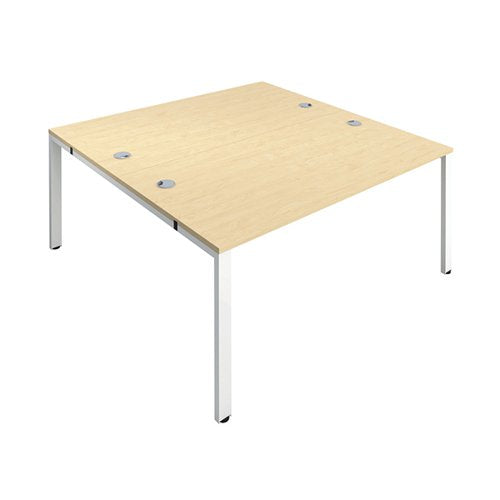 JEMINI 2 PERSON BENCH DESK 1400X1600X730MM MAPLE/WHITE KF809