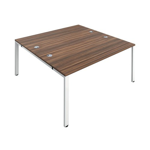 JEMINI 2 PERSON BENCH DESK 1400X1600X730MM DARK WALNUT/WHITE