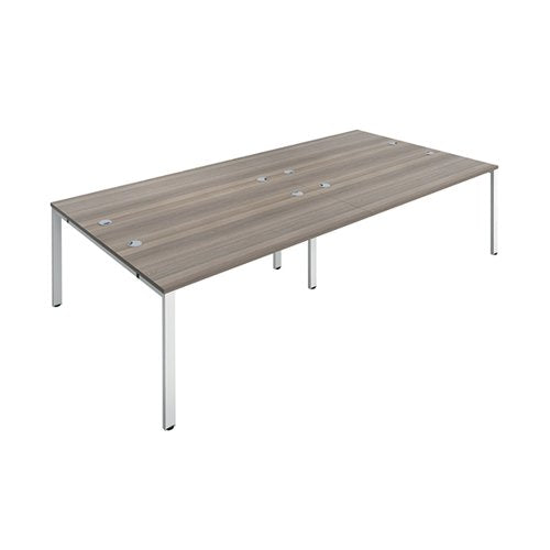 JEMINI 4 PERSON BENCH DESK 2800X1600X730MM GREY OAK/WHITE KF