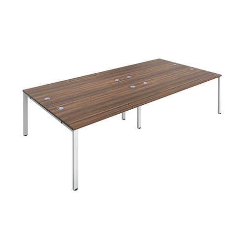 JEMINI 4 PERSON BENCH DESK 2800X1600X730MM DARK WALNUT/WHITE
