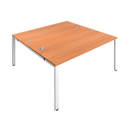 JEMINI 2 PERSON BENCH DESK 3200X1600X730MM BEECH/WHITE KF809