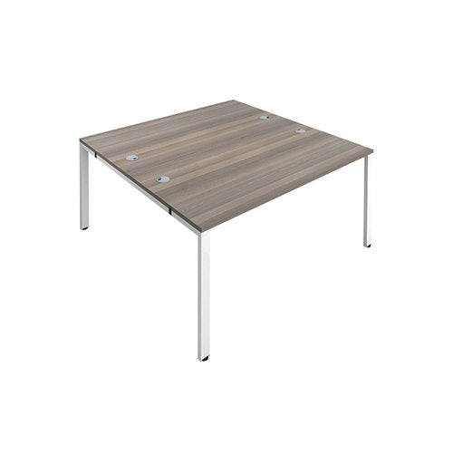 JEMINI 2 PERSON BENCH DESK 3200X1600X730MM GREY OAK/WHITE KF