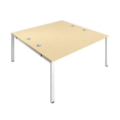JEMINI 2 PERSON BENCH DESK 3200X1600X730MM MAPLE/WHITE KF809