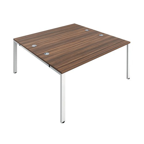 JEMINI 2 PERSON BENCH DESK 3200X1600X730MM DARK WALNUT/WHITE