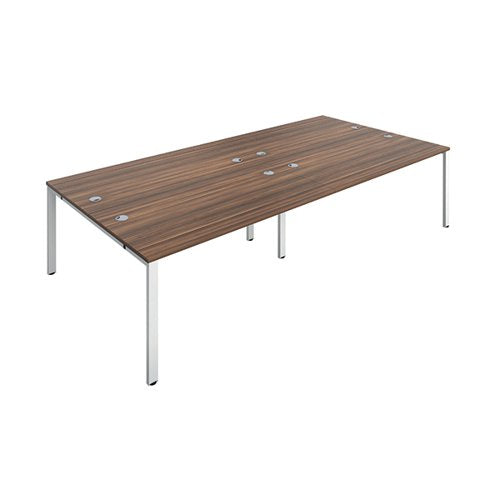 JEMINI 4 PERSON BENCH DESK 3200X1600X730MM DARK WALNUT/WHITE