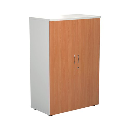 JEMINI WOODEN CUPBOARD 800X450X1600MM WHITE/BEECH KF810452