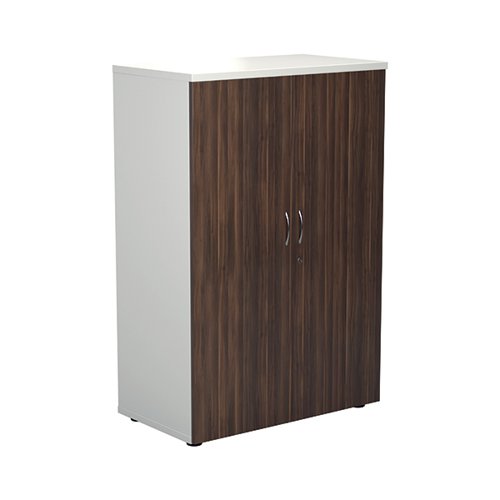 JEMINI WOODEN CUPBOARD 800X450X1600MM WHITE/DARK WALNUT KF81