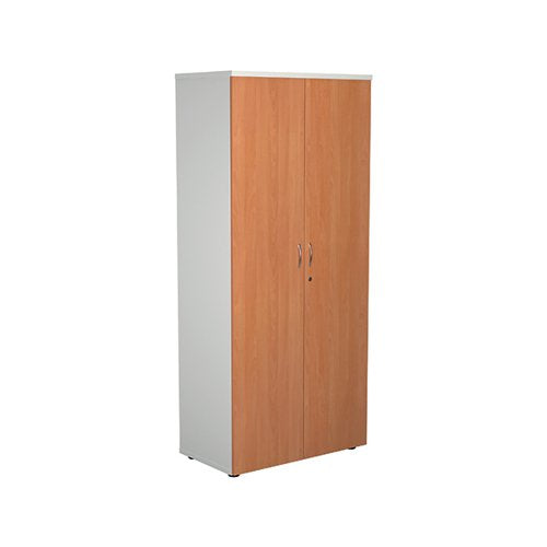 JEMINI WOODEN CUPBOARD 800X450X1800MM WHITE/BEECH KF810629